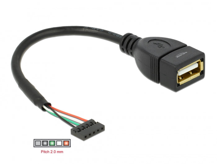 Delock Kabel USB 2.0 Pfostenbuchse 2,00 mm 5 Pin > USB 2.0 Typ-A Buchse 15 cm