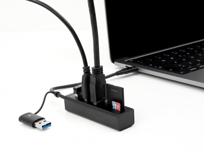 Delock 3 Port USB 5 Gbps Hub + SD und Micro SD Card Reader mit USB Type-C™ oder USB Typ-A Anschluss
