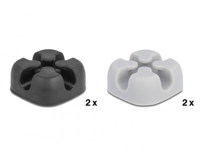 Delock Kabelhalter kreuzförmig selbstklebend 4 Stück schwarz / grau