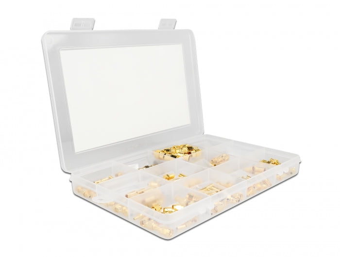 Delock Crimpbox 120-teilig 50 Ohm mit SMA, SMB und RP-SMA Konnektoren