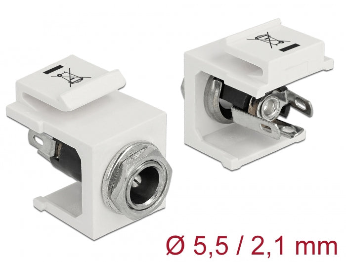Delock Keystone Modul DC 5,5 x 2,1 mm Buchse weiß