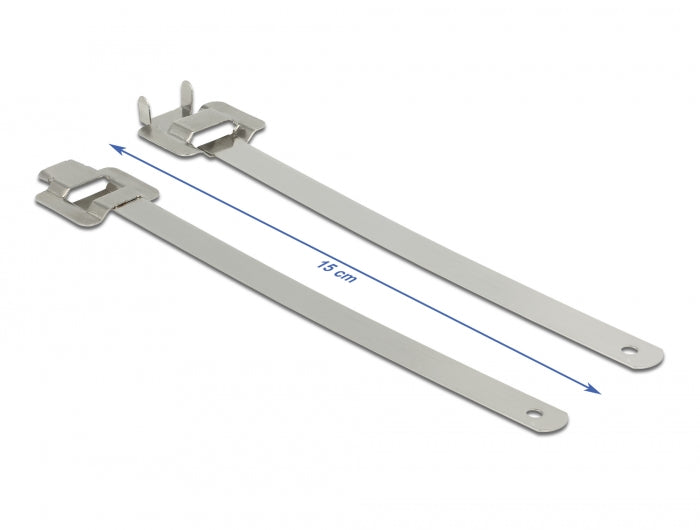 Delock Edelstahlkabelbinder wiederverwendbar mit Faltverschluss L 150 x B 10 mm 20 Stück