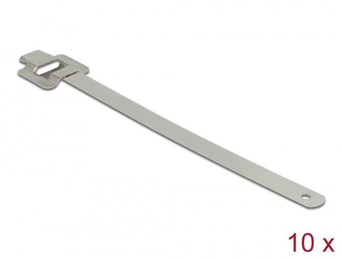 Delock Edelstahlkabelbinder wiederverwendbar mit Faltverschluss L 250 x B 10 mm 10 Stück