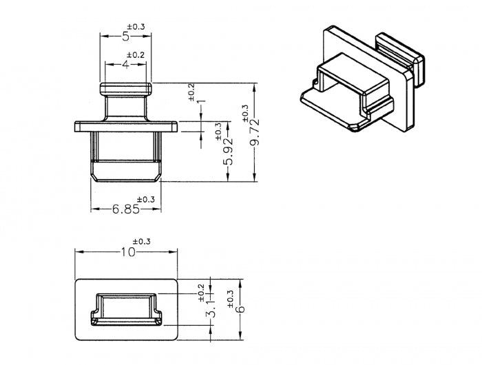 Delock Staubschutz für USB 2.0 Typ Mini-B Buchse mit Griff 10 Stück schwarz