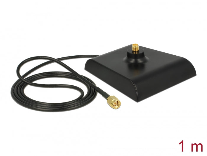 Delock Antennenfuß SMA Stecker > SMA Buchse 1 m low loss schwarz