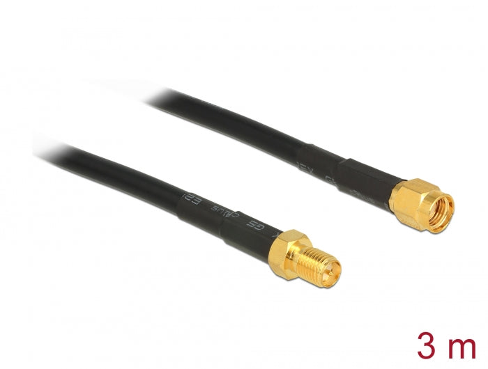 Delock Antennenkabel RP-SMA Stecker > RP-SMA Buchse CFD/RF200 3 m low loss