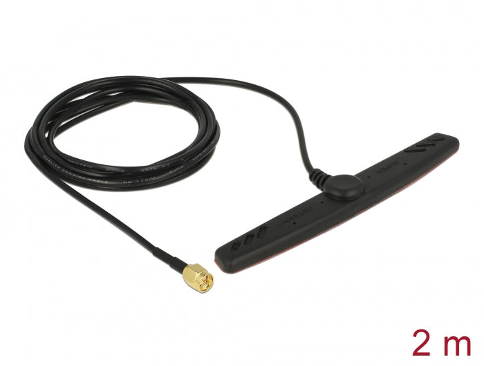 Delock GSM UMTS LTE Antenne SMA Stecker 2,5 dBi 2 m RG-174 omnidirektional Klebemontage