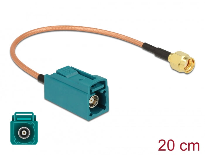 Delock Antennenkabel FAKRA Z Buchse > RP-SMA Stecker RG-316 20 cm