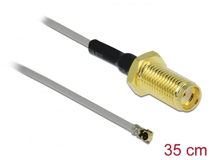 Delock Antennenkabel SMA Buchse zum Einbau zu I-PEX Inc., MHF® 4L Stecker 1.37 35 cm Gewindelänge 10 mm