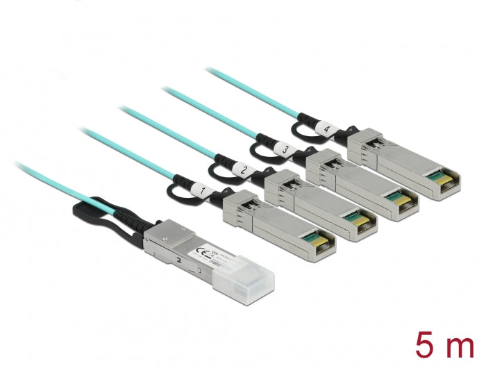 Delock Aktives Optisches Kabel QSFP+ zu 4 x SFP+ 5 m