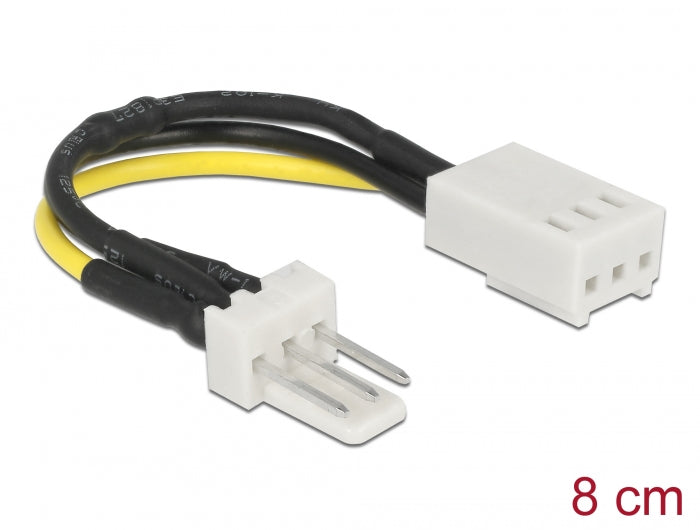 Delock Stromkabel 3 Pin Stecker > 3 Pin Buchse (Lüfter) 8 cm - Drehzahlreduzierung