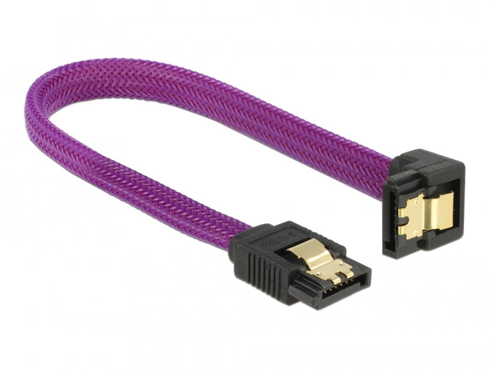 Delock SATA 6 Gb/s Kabel gerade auf unten gewinkelt 20 cm violett