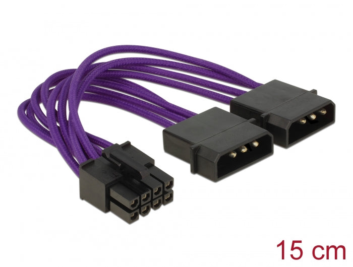 Delock Stromkabel 8 Pin EPS > 2 x 4 Pin Textilummantelung violett