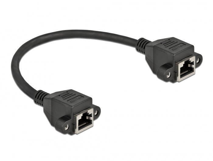 Delock Netzwerk Verlängerungskabel S/FTP RJ45 Buchse zu RJ45 Buchse Cat.6A 25 cm schwarz