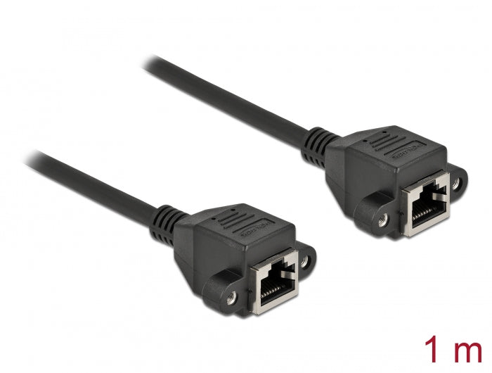 Delock Netzwerk Verlängerungskabel S/FTP RJ45 Buchse zu RJ45 Buchse Cat.6A 1 m schwarz