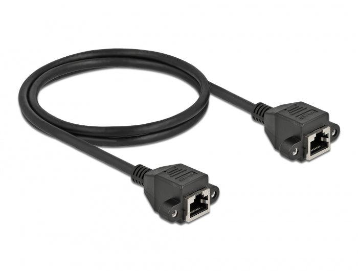 Delock Netzwerk Verlängerungskabel S/FTP RJ45 Buchse zu RJ45 Buchse Cat.6A 1 m schwarz