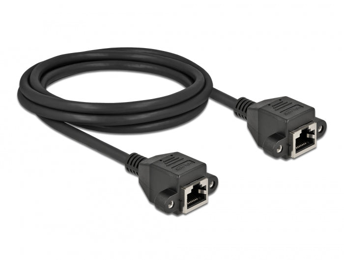 Delock Netzwerk Verlängerungskabel S/FTP RJ45 Buchse zu RJ45 Buchse Cat.6A 2 m schwarz