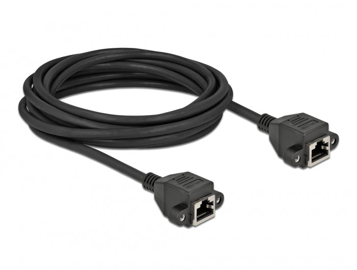 Delock Netzwerk Verlängerungskabel S/FTP RJ45 Buchse zu RJ45 Buchse Cat.6A 5 m schwarz