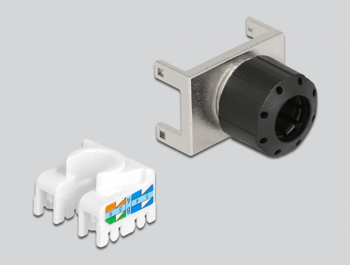 Delock Keystone Modul RJ45 Buchse zu LSA Cat.6A 180° werkzeugfrei Metall