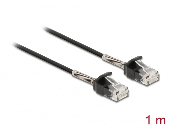 Delock Kabel RJ45 Stecker zu RJ45 Stecker mit Knickschutz Cat.6A 1 m schwarz