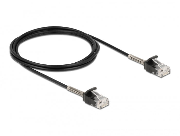 Delock Kabel RJ45 Stecker zu RJ45 Stecker mit Knickschutz Cat.6A 2 m schwarz