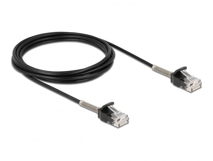 Delock Kabel RJ45 Stecker zu RJ45 Stecker mit Knickschutz Cat.6A 3 m schwarz