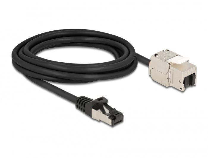 Delock Kabel RJ45 Stecker zu Keystone Modul RJ45 Buchse Cat.6A 3 m schwarz