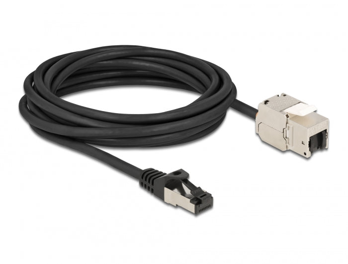 Delock Kabel RJ45 Stecker zu Keystone Modul RJ45 Buchse Cat.6A 5 m schwarz