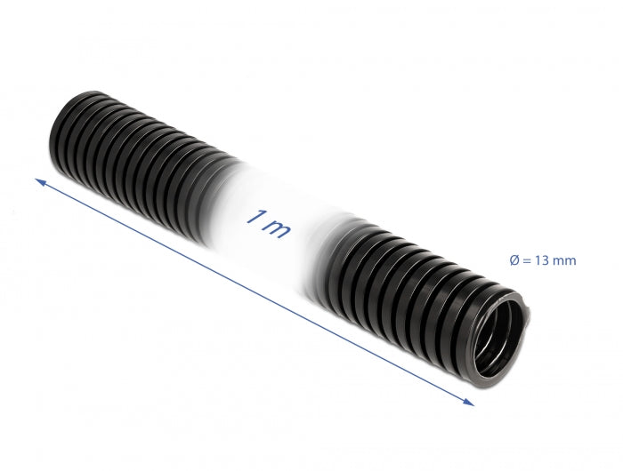 Delock Kabelschutzschlauch 1 m x 13 mm schwarz