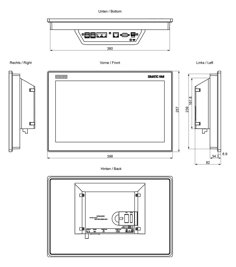 SIEMENS Grafik-Panel m.Farbdisplay DC 6AV2128-3QB06-0AX1 19,2-28,8V 2HW/IE
