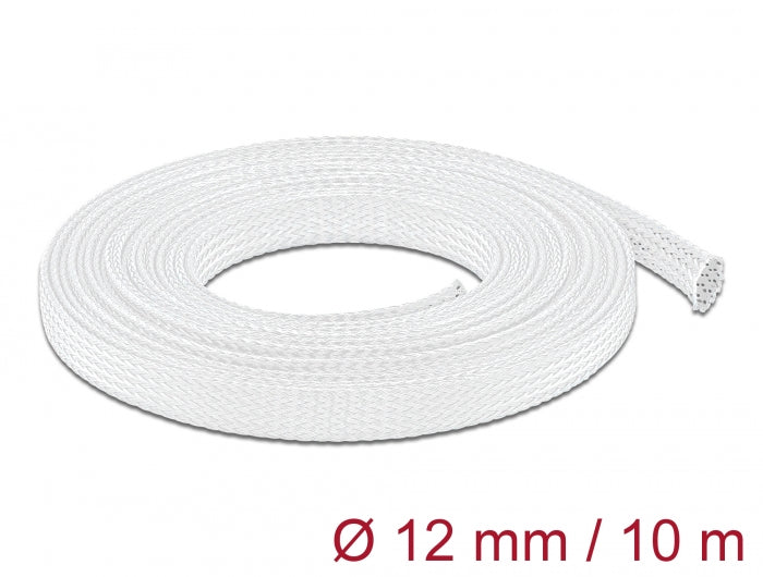 Delock Geflechtschlauch dehnbar 10 m x 12 mm weiß