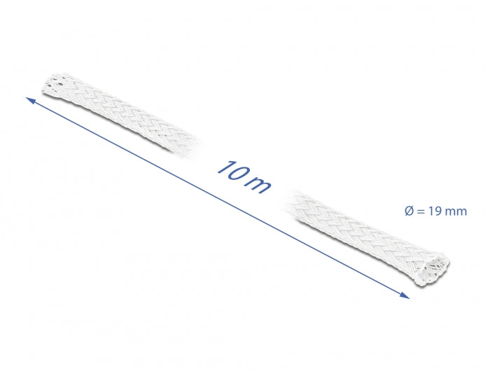 Delock Geflechtschlauch dehnbar 10 m x 19 mm weiß
