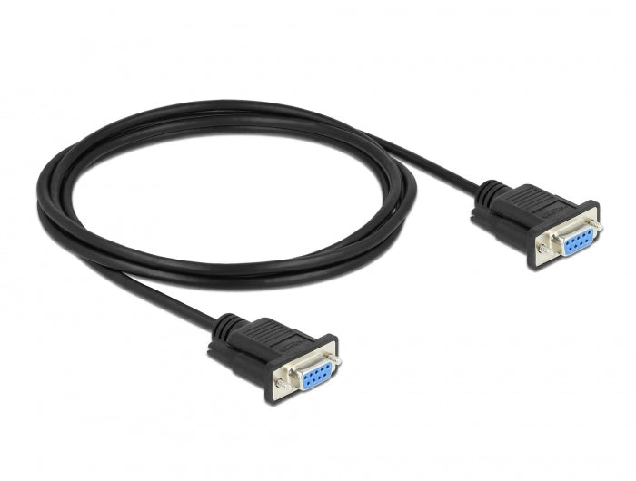 Delock RS-232 Kabel Seriell D-Sub 9 Buchse zu Buchse Nullmodem mit schmalem Steckergehäuse - CTS / RTS auto control - 2 m