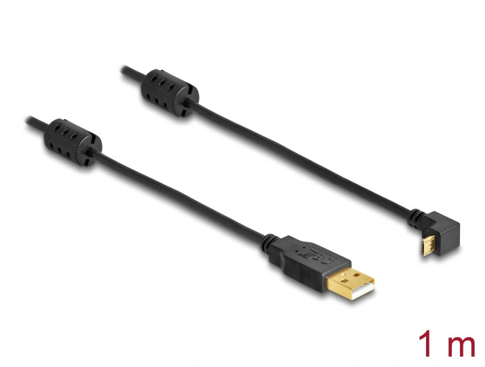 Delock Kabel USB-A Stecker > USB micro-B Stecker gewinkelt 90° oben / unten