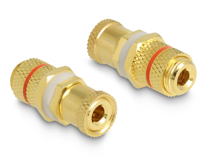 Delock Audio Adapter Polklemme zu Polklemme zum Einbau, Farbring rot