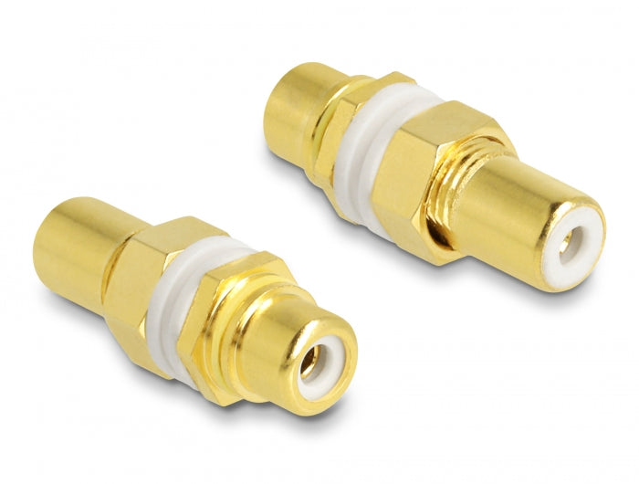 Delock Audio Adapter Cinch Buchse zu Buchse zum Einbau, Farbring weiß