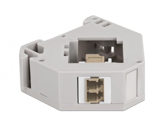 Delock Hutschienenadapter mit Keystone LC Duplex Buchse zu LC Duplex Buchse beige