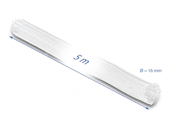 Delock Geflechtschlauch selbstschließend 5 m x 16 mm weiß