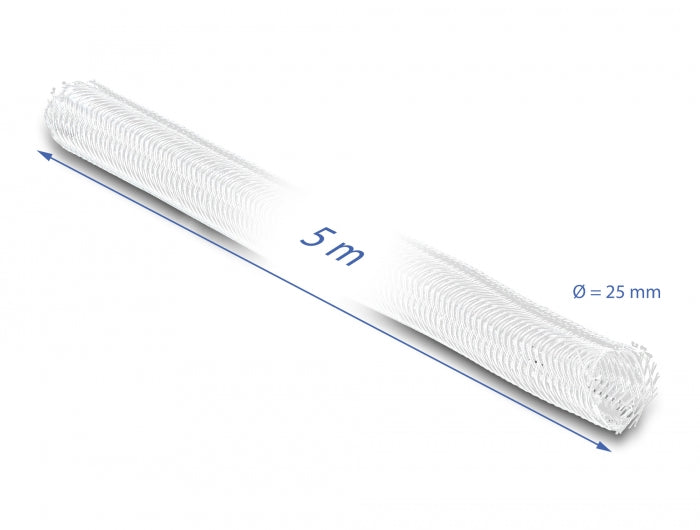 Delock Geflechtschlauch selbstschließend 5 m x 25 mm weiß