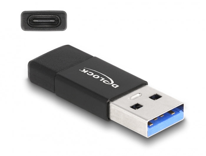 Delock USB 3.2 Gen 2 Adapter USB Typ-A Stecker zu USB Type-C™ Buchse aktiv schwarz