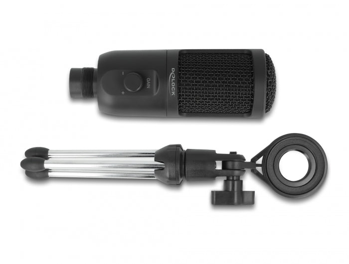 Delock USB Kondensator Mikrofon mit Ständer 24 Bit / 192 kHz für PC und Notebook