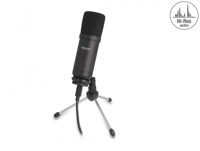 Delock Professionelles USB Kondensator Mikrofon 24 Bit / 192 kHz für PC und Notebook