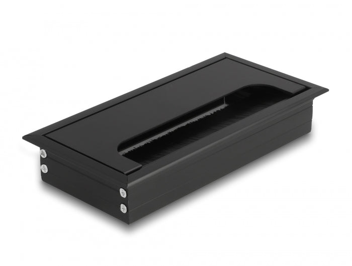 Delock Kabeldurchführung für Tischeinbau mit Bürste 160 x 80 x 28 mm schwarz