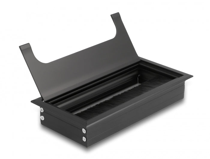 Delock Kabeldurchführung für Tischeinbau mit Bürste 160 x 80 x 28 mm schwarz