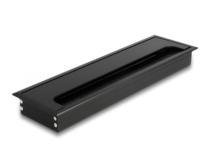 Delock Kabeldurchführung für Tischeinbau mit Bürste 280 x 80 x 28 mm schwarz