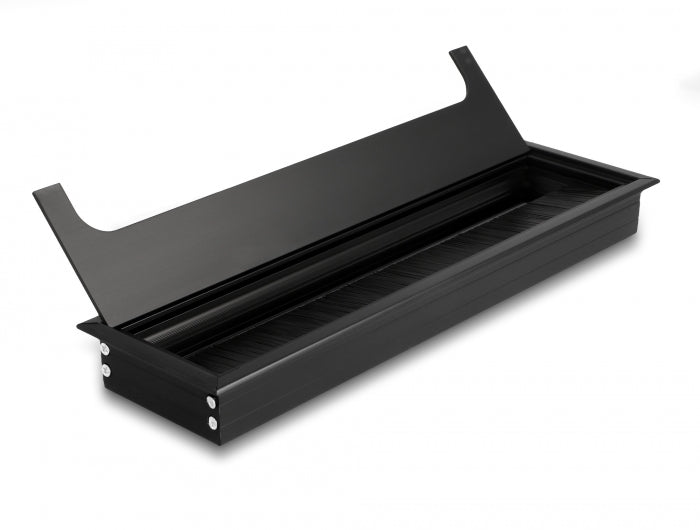 Delock Kabeldurchführung für Tischeinbau mit Bürste 280 x 80 x 28 mm schwarz