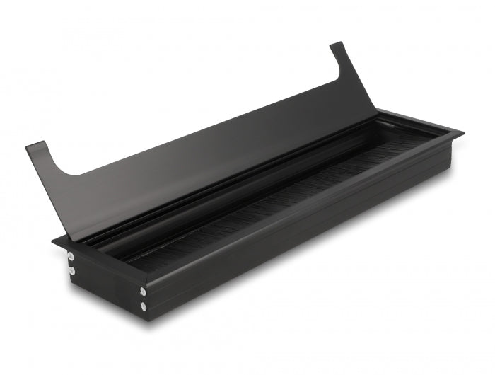 Delock Kabeldurchführung für Tischeinbau mit Bürste 300 x 80 x 28 mm schwarz