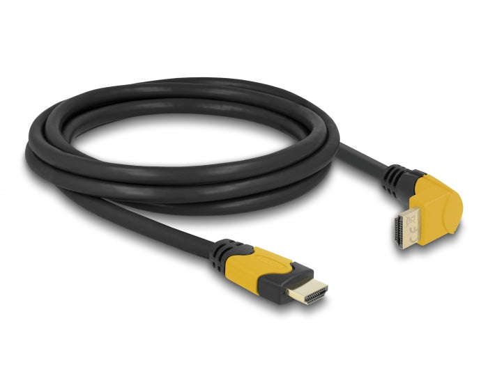 Delock High Speed HDMI Kabel Stecker gerade zu Stecker 90° oben gewinkelt 48 Gbps 8K 60 Hz 2 m