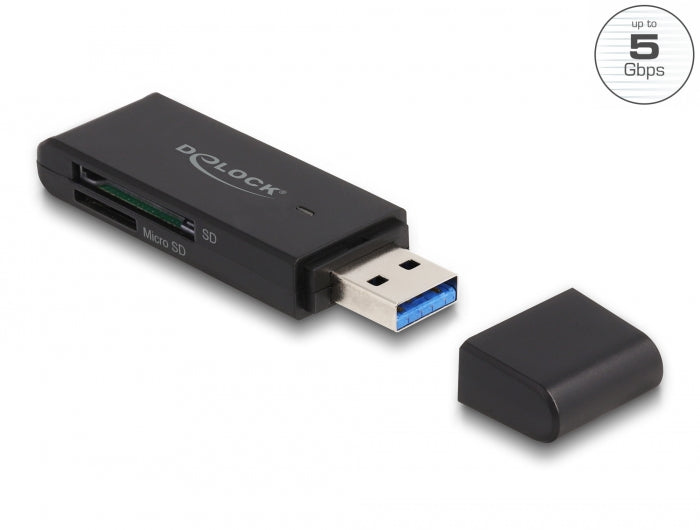 Delock Card Reader SuperSpeed USB 5 Gbps für SD und Micro SD Speicherkarten