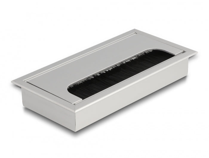 Delock Kabeldurchführung für Tischeinbau mit Bürste 160 x 80 x 28 mm silber